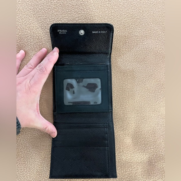 Preowned Prada Nylon Logo plate black trifold wallet - Picture 6 of 15